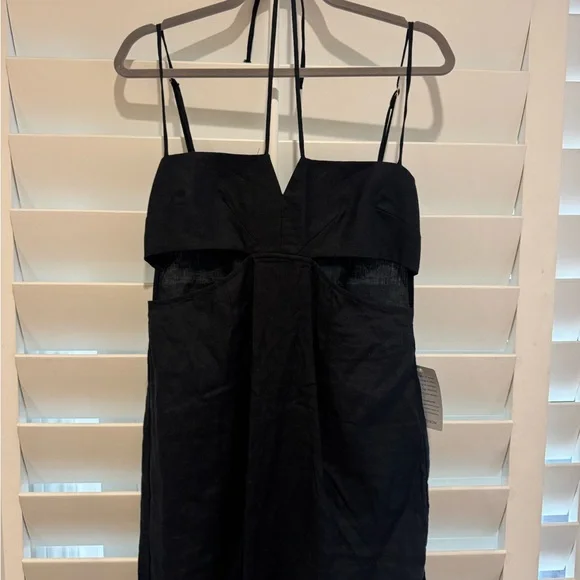 RUMER NWT Freya Black Linen Cut Out Maxi Dress M Reverie - Picture 8 of 13